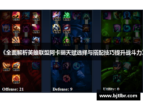 《全面解析英雄联盟阿卡丽天赋选择与搭配技巧提升战斗力》